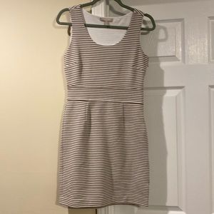 Banana Republic Size 4P Tan and White Striped Dress